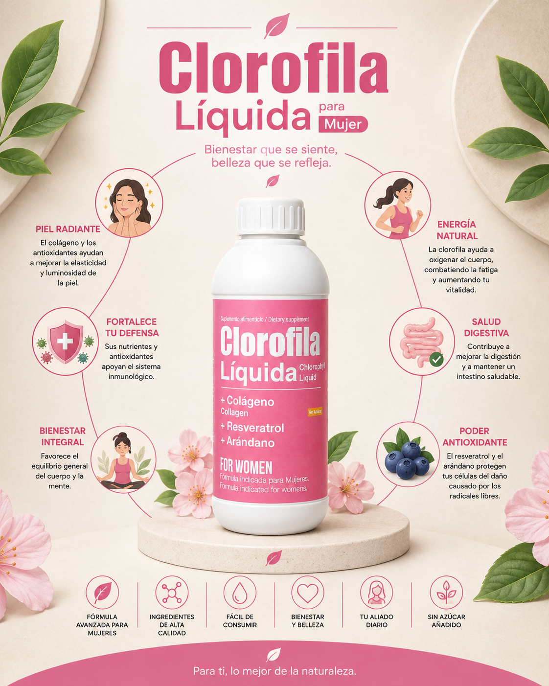 Clorofila Líquida Para Mujer 1 Litro