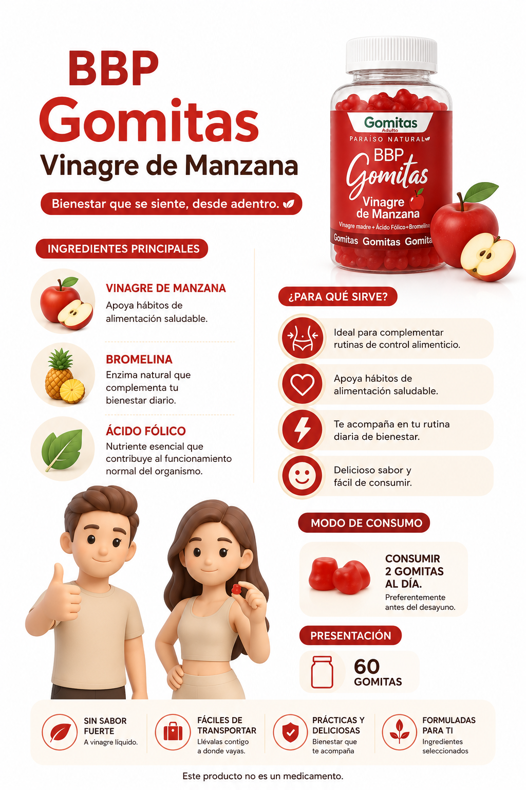 Gomitas. Vinagre de Manzana C/60