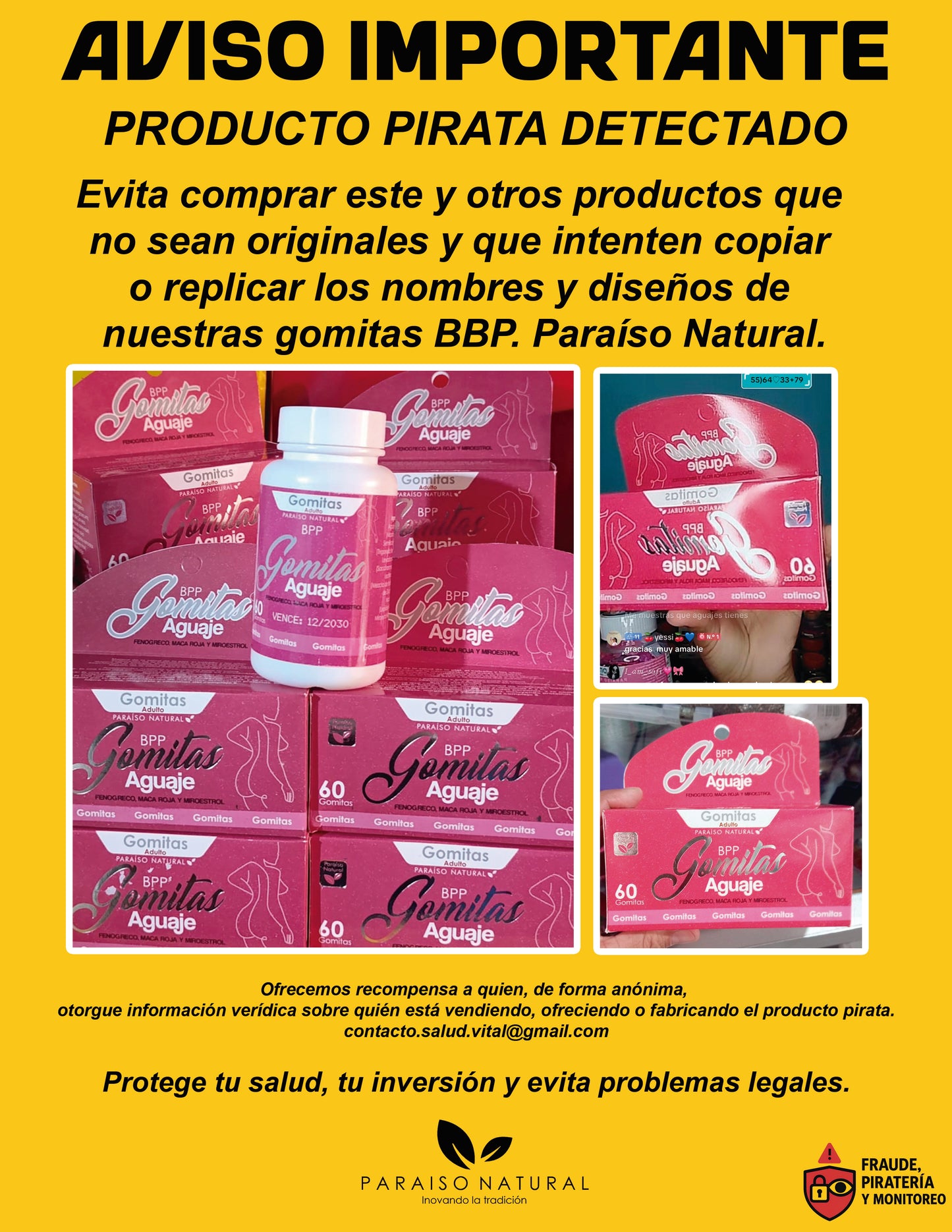BBP Gomitas Aguaje peruano + Fenogreco c/60 Bote Rosa Paraíso Natural