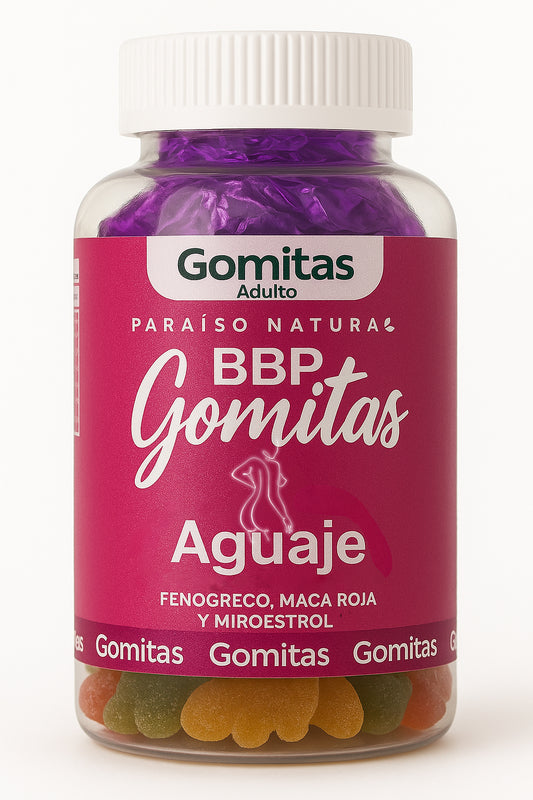 BBP Gomitas Aguaje peruano + Fenogreco c/60 Bote Rosa Paraíso Natural