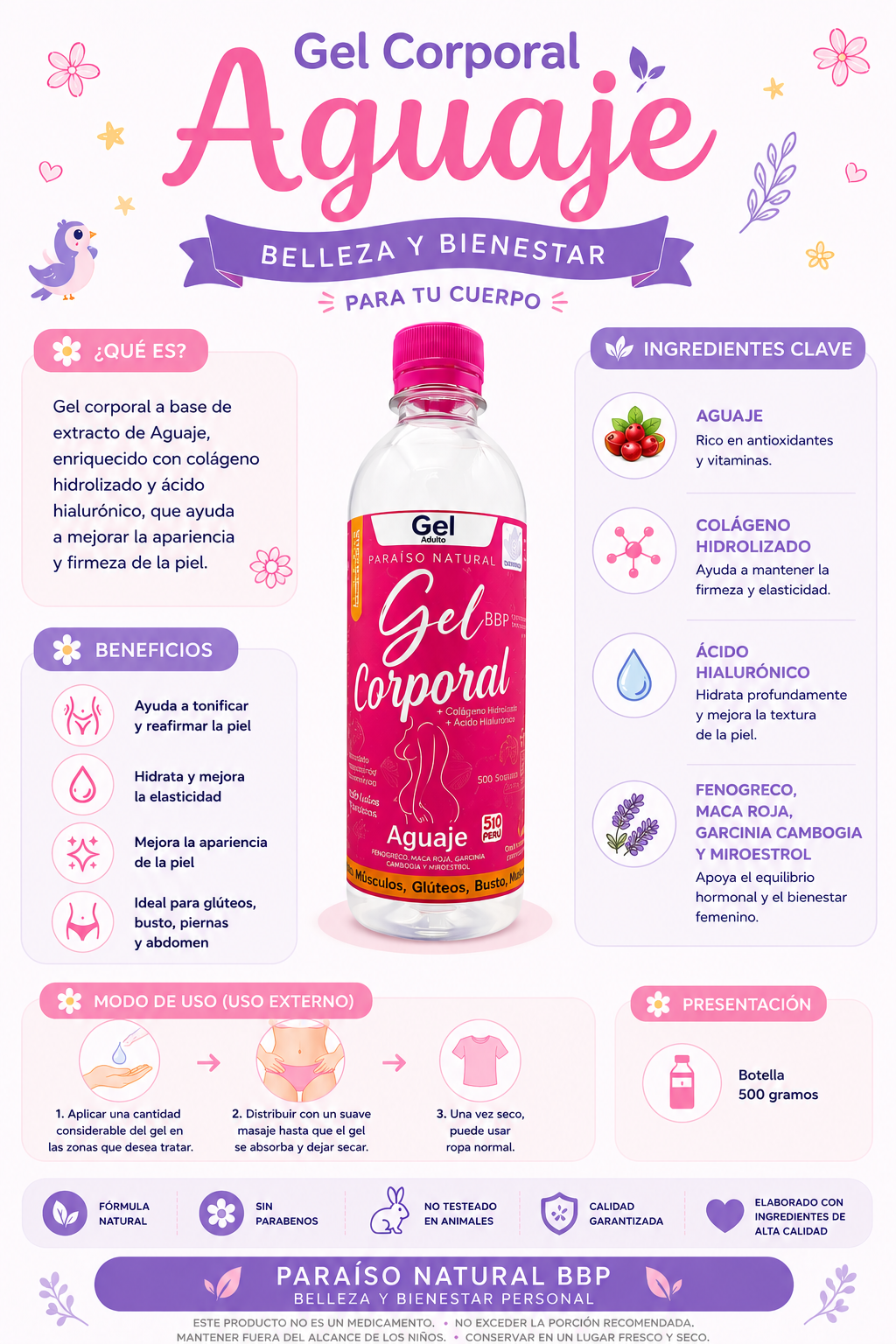 Gel. Aguaje Rosa BBP® C/500 grs